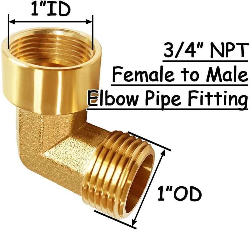 Uenede قطعتين من نحاس 3/4" NPT أنثوي إلى 3/4" NPT ذكر زاوية توصيل أنبوب للماء/زيت/غاز - Image 2